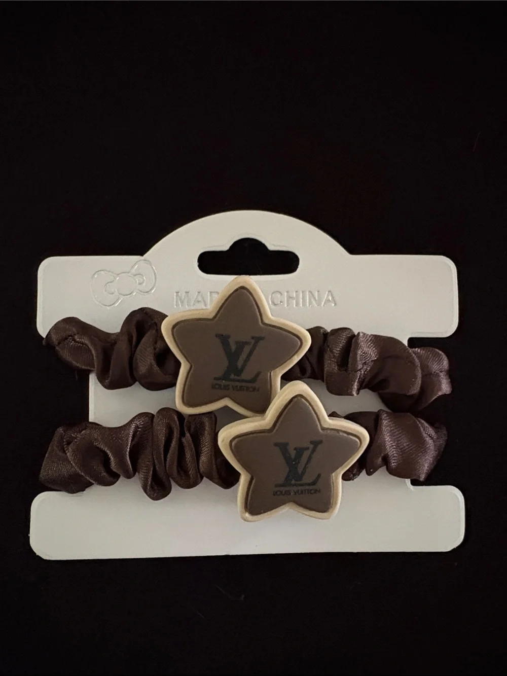 Fashion Scrunchie Hair Tie Set - Beige, Brown, Black